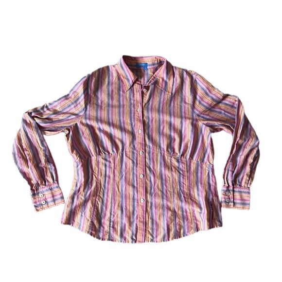 Escada sport striped button up PINK LARGE - Picture 1 of 7